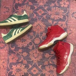 BOTH PAIRS Jordan Red High-Top Sneakers 
green Adidas